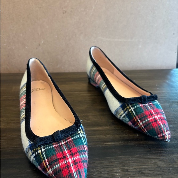 J. Crew Pointed-toe bow flats in snowy Stewart tartan size 8.5 - Picture 3 of 6